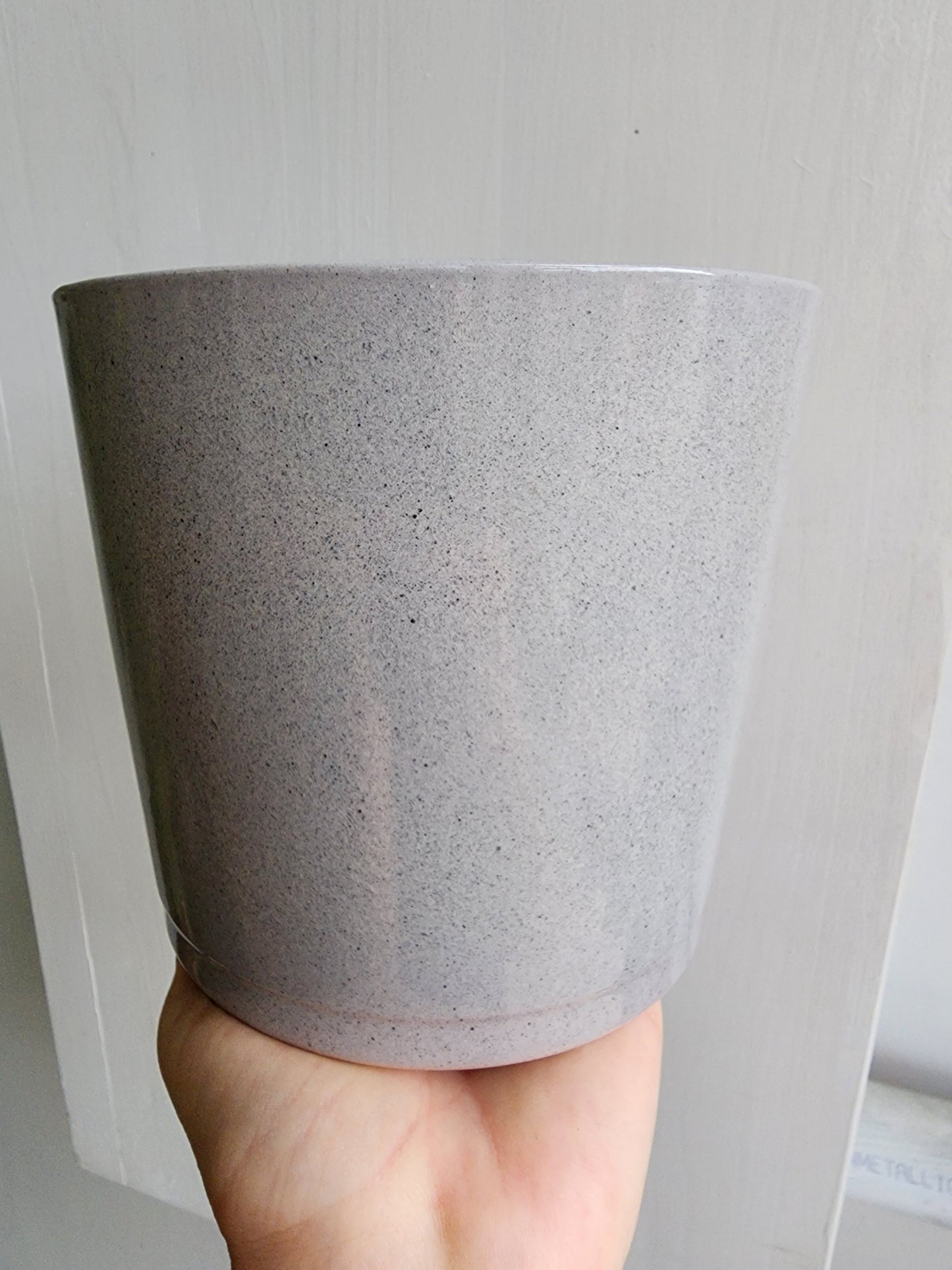Grey Ceramic Pot Cover - 15cm/6in