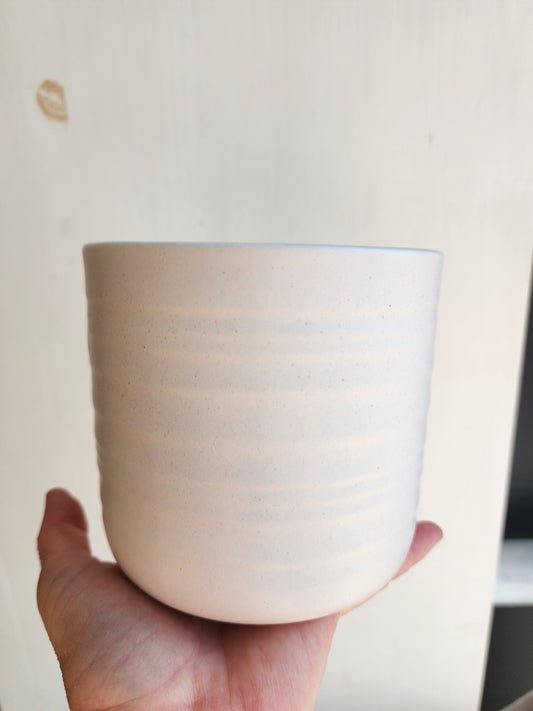 White Ceramic Pot Cover - 12cm/4.75in.