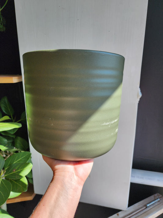 Forest Green Ceramic Pot Cover - 20cm/8in.