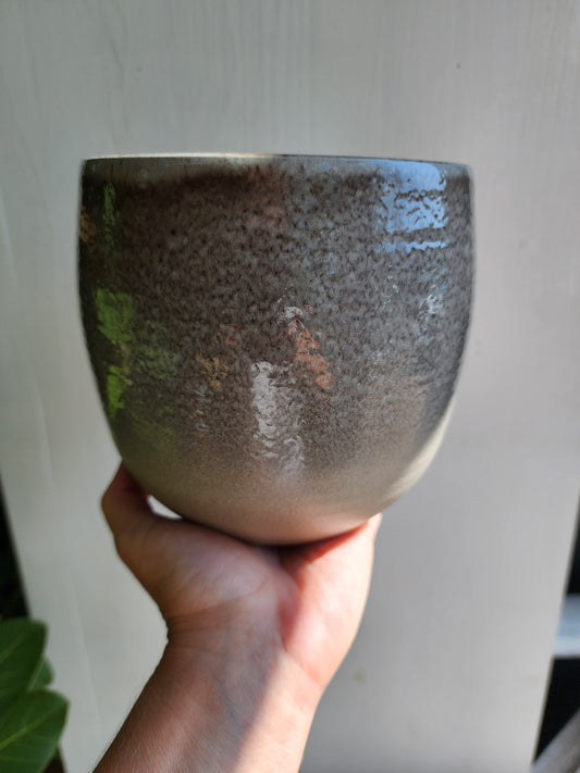 Allure Gray Ceramic Pot Cover - 15cm/6in.