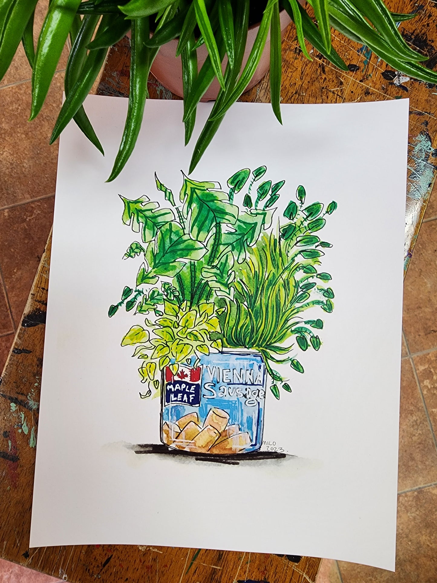 Original Art Print - Vienna Sausage Planter