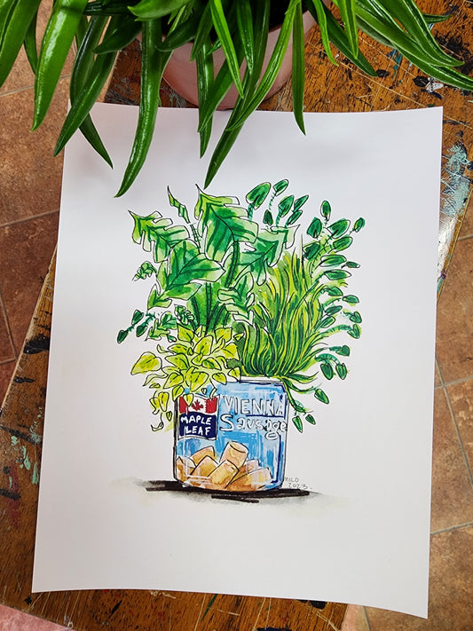 Original Art Print - Vienna Sausage Planter