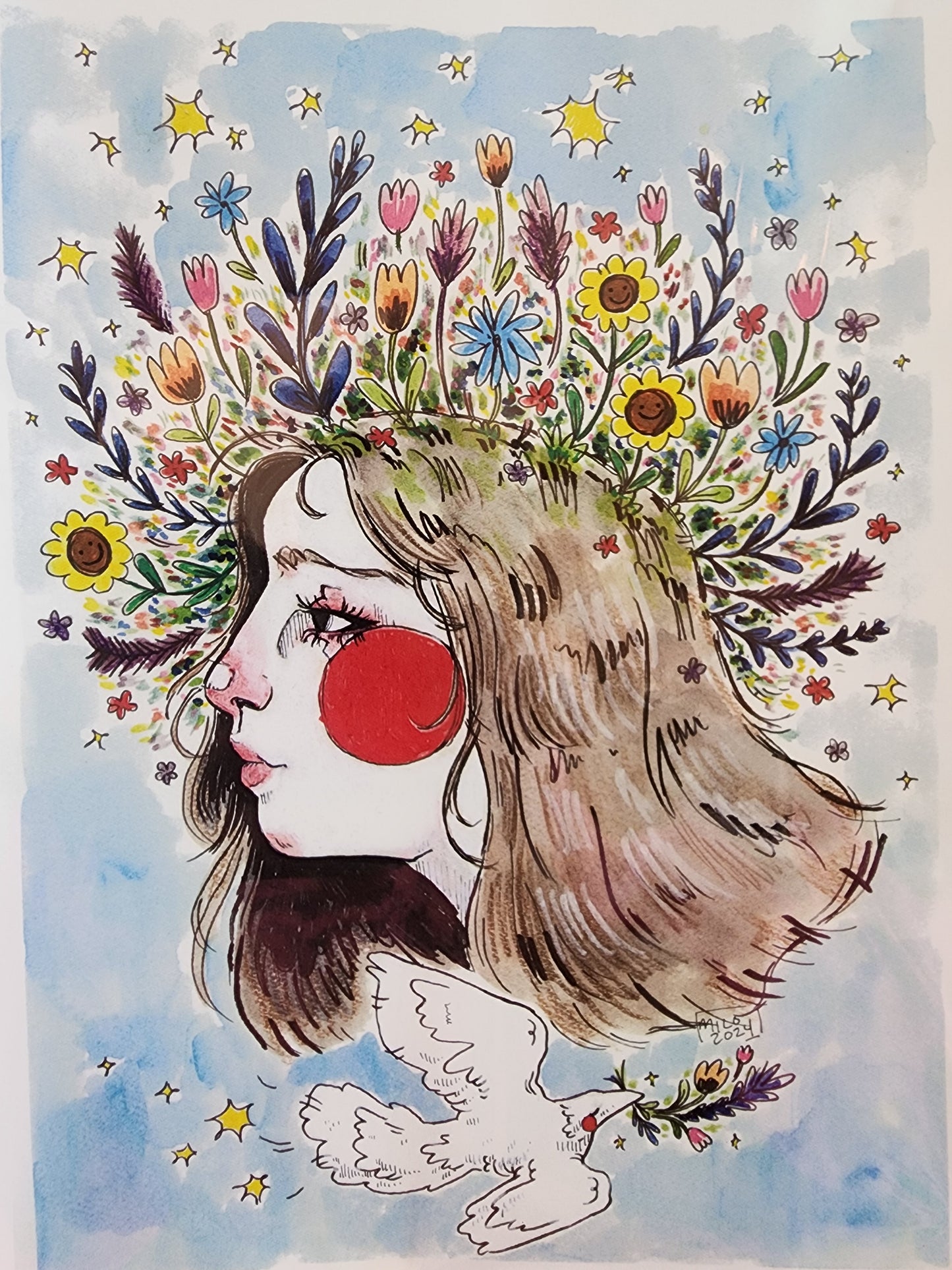 Original Art Print - Flower Girl