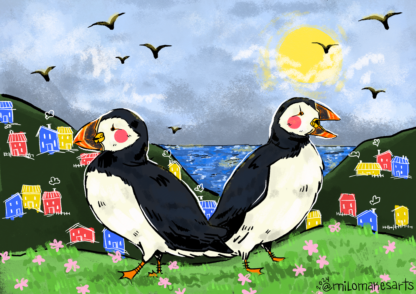 Original Art Print - Puffins