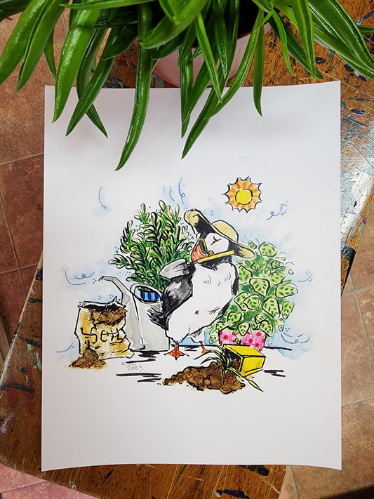 Original Art Print - Puffin Potting
